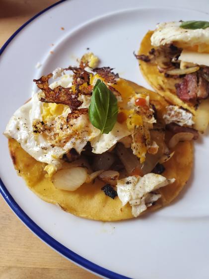 delicious breakfeast - eggs on tortilla